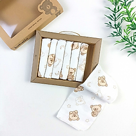 Bear Organic Müslin Bebek Mendili / 7'li Set / 24 x 24 cm