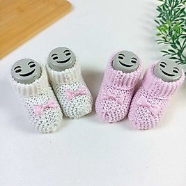 Fiyonklu Örme Çorap / 0-3 Ay Tek Beden