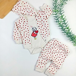 Kalp Desen Hırkalı Takım