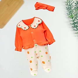 Çilek Desen Yakalı Saç Bantlı Tulum