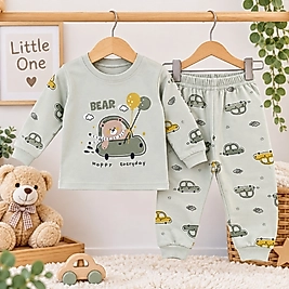 Bear Arabalı Pijama Takımı