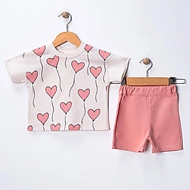 Kalp Desen Şortlu Takım