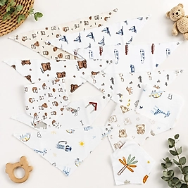 2 Parça Karışık Fular Önlük Seti (Erkek Bebek)