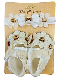 Fistolu Saç Bandı - Patik Seti / 0-6 Ay