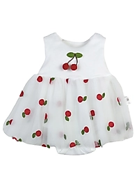 Kiraz Temalı Çıtçıtlı Badili Elbise