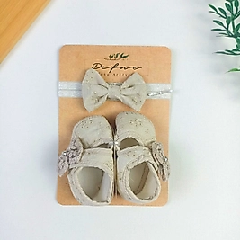 Dantelli Saç Bandı - Patik Seti / 0-6 Ay