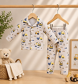 Araba Düğmeli Pijama Takımı