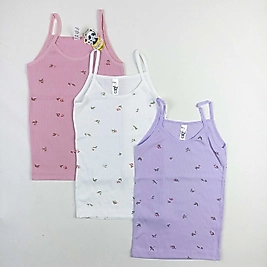 Desenli İp Askılı Kız Atlet / 3'lü Set