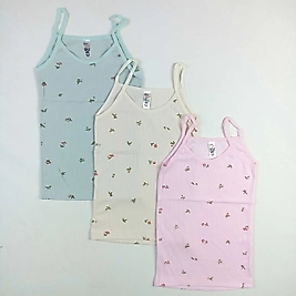 Desenli İp Askılı Kız Atlet / 3'lü Set