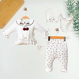 Kiraz Desen 5 Parça Yeni Doğan Seti