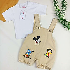 Mickey Kısa Kot Salopet Takım
