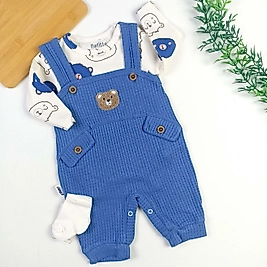 Ayıcık Desen Badili Salopet / Çorap Hediyeli