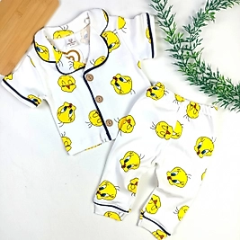 Tweety Düğmeli Yazlık Pijama Takımı