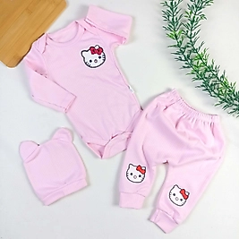 Kitty 3 Parça Şapkalı Takım