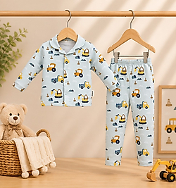 Araba Düğmeli Pijama Takımı