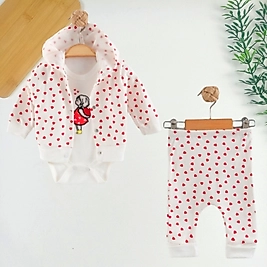 Kalp Desen Hırkalı Takım