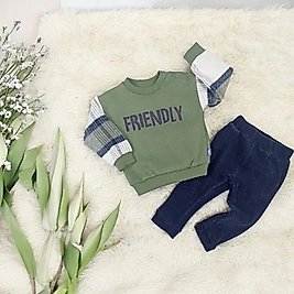 Friendly Kadife Pantalonlu 3 İplik Kışlık Takım