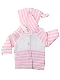 Çizgili Desen Triko Hırka / Çift Katlı