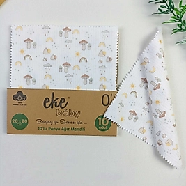 Mantar Organic Bebek Mendili / 10'lu Set / 20 x 20 cm