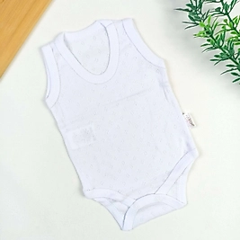 Delikli Kumaş Askılı Badi - Beyaz