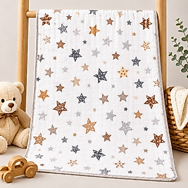 Stars Müslin Kundak / Tek Katlı / 80x90 cm