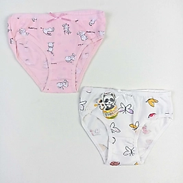 Karışık Desenli  Emprime Kız Külot / 2'li Set