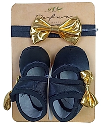 Gold Saç Bandı - Patik Seti / 0-6 Ay