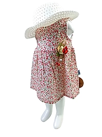 Hasır Şapkalı Çiçekli Elbise