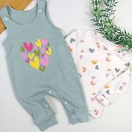 Kalp Desen Badili Salopet Takım