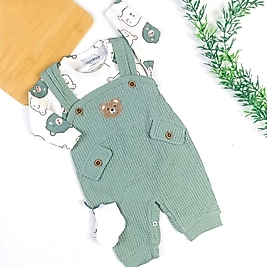 Ayıcık Desen Badili Salopet / Çorap Hediyeli