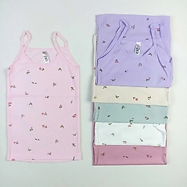 Desenli İp Askılı Kız Atlet / 6'lı Set