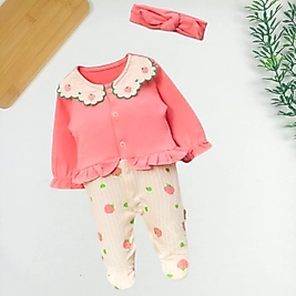 Çilek Desen Yakalı Saç Bantlı Tulum