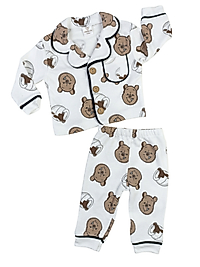 Neşeli Ayıcık Düğmeli Pijama Takımı