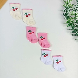 3 Parça Yeni Doğan Çorap Seti - Kiraz