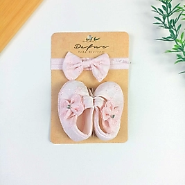 Dantelli Saç Bandı - Patik Seti / 0-6 Ay