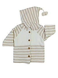 Çizgili Desen Triko Hırka / Çift Katlı