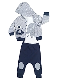 Fil Nakışlı Penye Hırkalı Takım