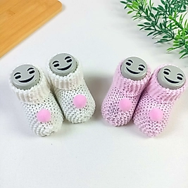 Ponponlu Örme Çorap / 0-3 Ay Tek Beden