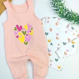 Kalp Desen Badili Salopet Takım