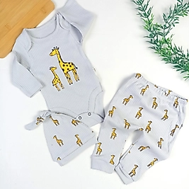 Zürafa Desen Şapkalı Takım