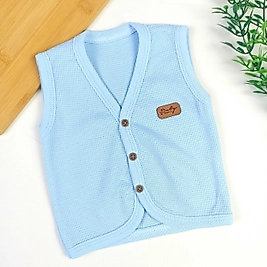 Waffle Kumaş Düğmeli Yelek