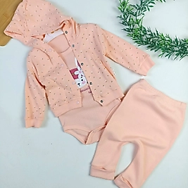 Çiçek Desenli Hırkalı 3 Parça Takım