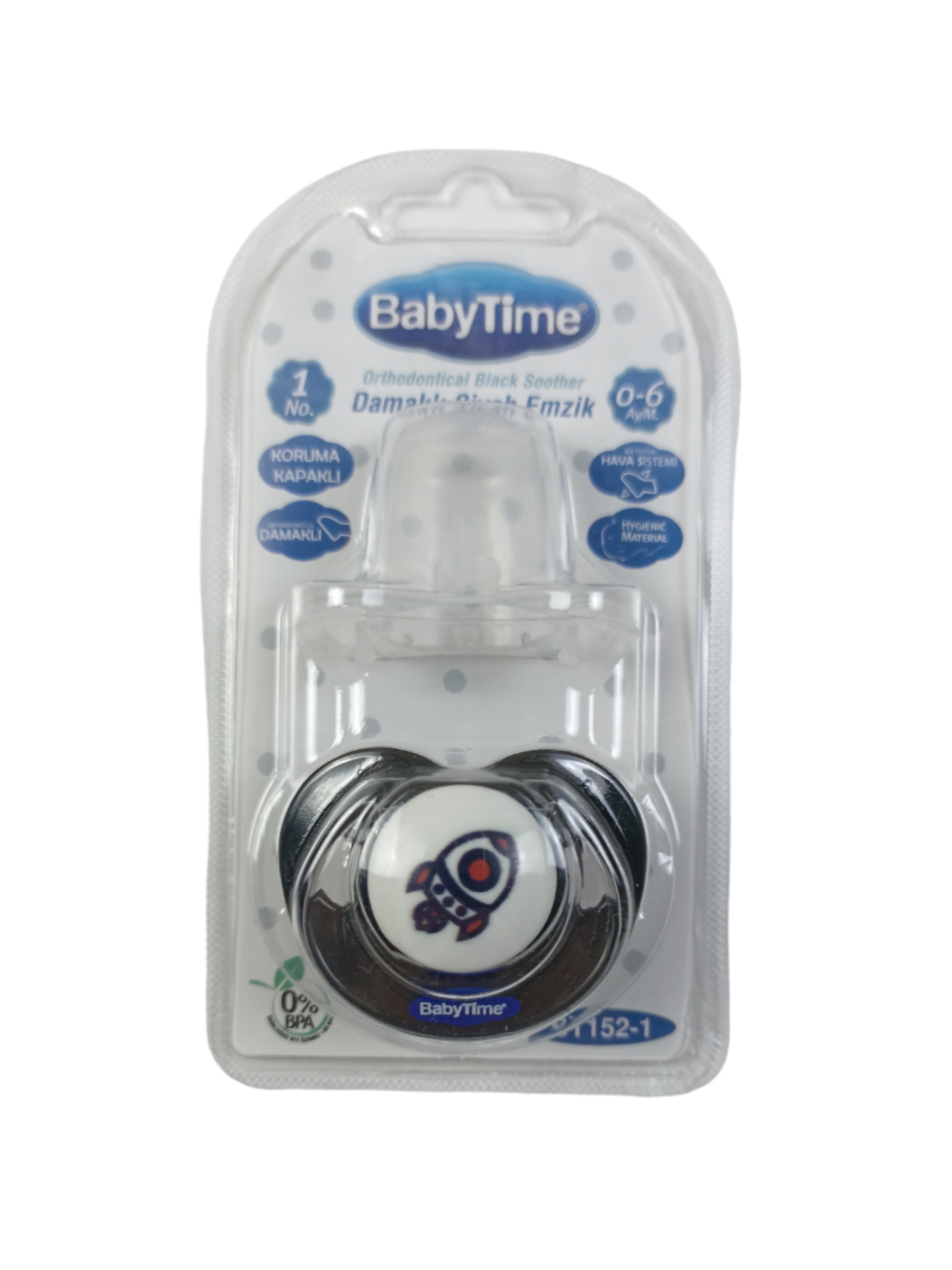 Babytime Damaklı Siyah Emzik / No:1